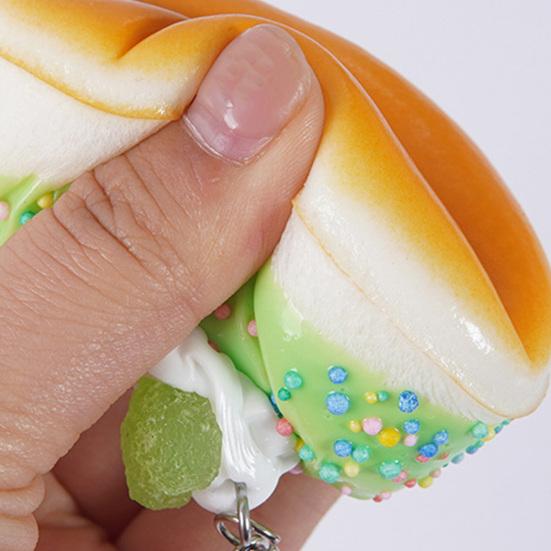 Keychain Pendant Donut Shape Soft Elastic Feel Quick Rebound Squeeze Toy Safe PVC Stress Relief Fidget Toy