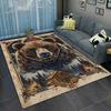 Flannel Printed Bear Lodge Rug Rustic Wildlife Design Living Room Carpet Soft Fleece Floor Mat Country Home Decor Unique Area