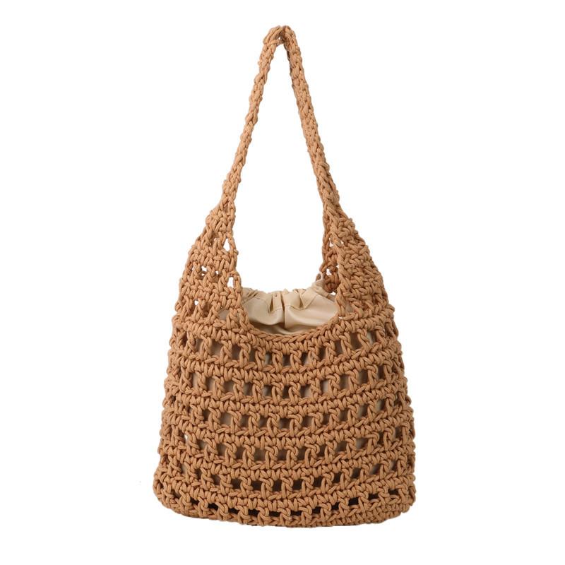 

Woven Large Bag for Women, Fashionable and Versatile, Hollowed Out Travel Beach Tote Bag, Casual Western-style Handmade Crochet Shoulder Bag хаки