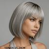 Women Synthetic Wave Wigs Short Silver Gray Wig For Cosplay Party Daily Fake Hair With Bangs Heat Resistant Fibre