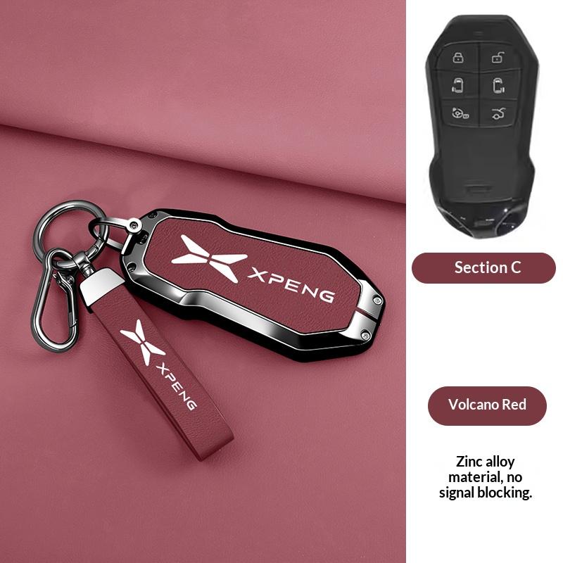 Zinc Alloy Leather Car Remote Key Cover For Xpeng X9 G6 Suede G9 P7I P5 Protector Keychain Shell Auto Car Accessories