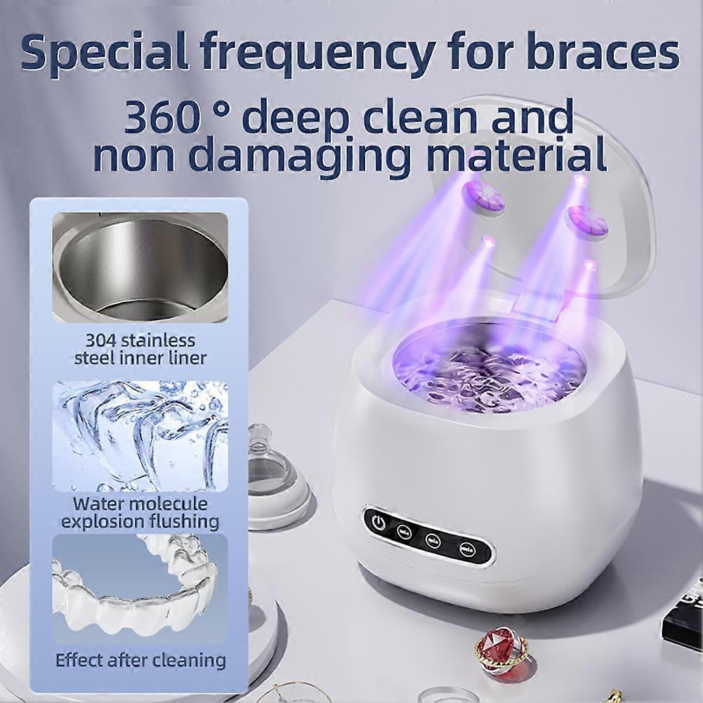 Ultrasonic Retainer Cleaner - UV Dental Cleaning Pod Machine for Dentures, Aligner, Braces, Mouth Guards, Toothbrush Heads, Jewelry