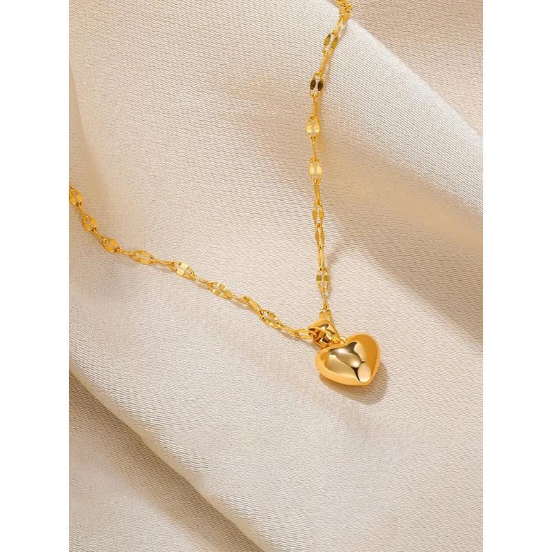Stainless Steel Gold Beloved Charm Pendant Necklace - Trendy Clavicle Chain for Women & Girls, Holiday Gift