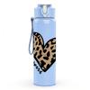 1PC Leopard Heart Pattern Print 750ml Color Plastic Sports Water Bottle Leakproof Flip Straw Lid Suitable for Sports Office Home Use