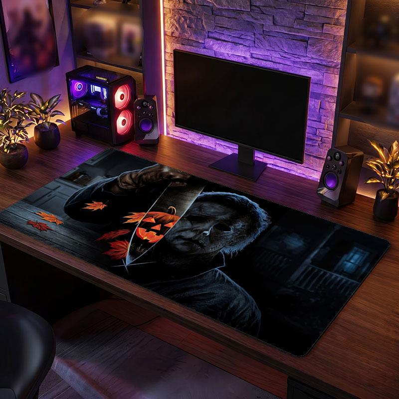 Big Mouse PadHalloween Michael Myers Extended Soft Desk Mat Gaming Office Computer Table Decor Mat
