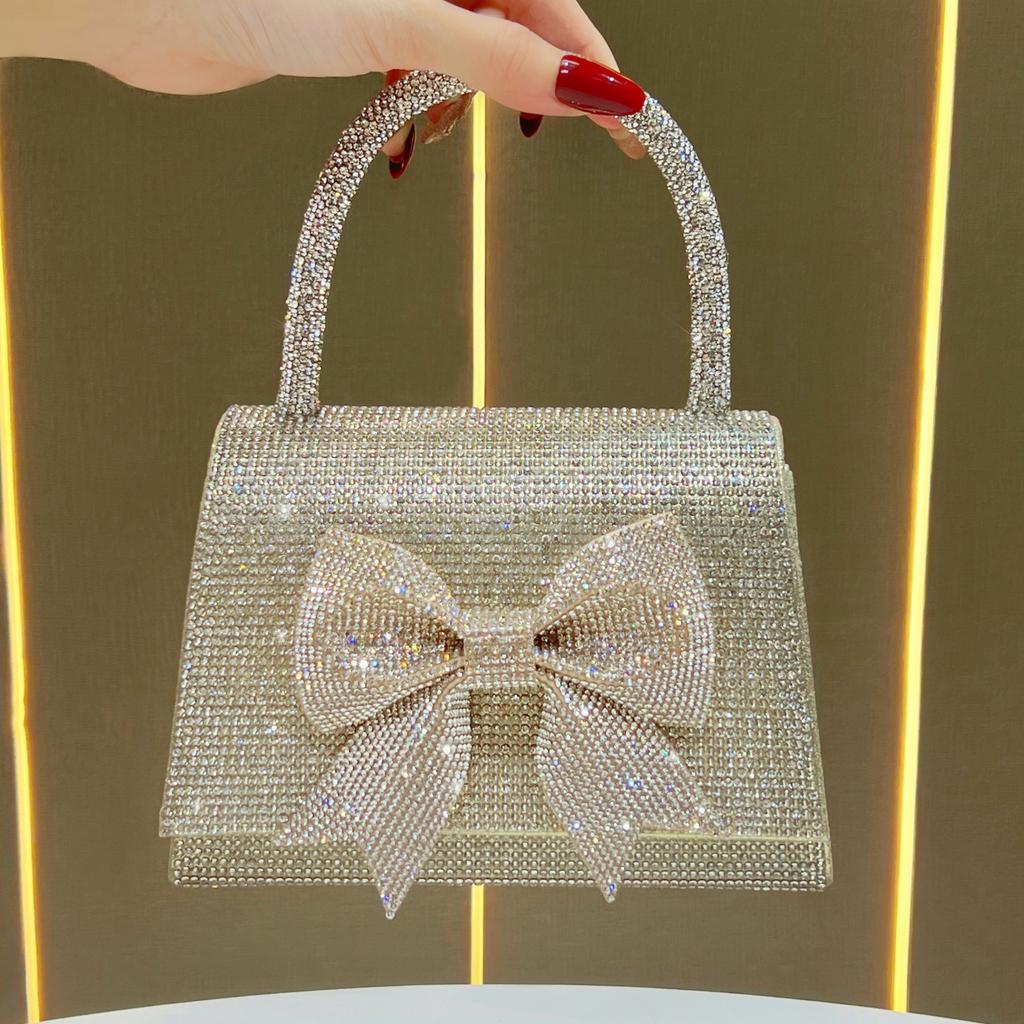 Bows Handbag, Evening Bag, Party Bag, Formal Dress Bag, Luxurious Handbag with A Slouchy Strap