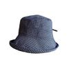Korean Sweet Cute Blue Check Fisherman Hat For Summer Sun Protection