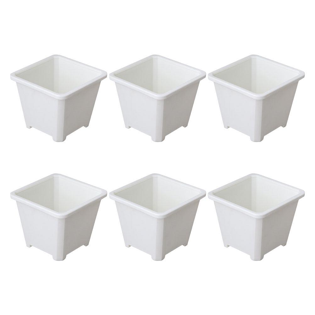6Pcs Thickened Square Plastic Flower Pots for Succulents Indoor Plants Home Office Balcony Decor Gardening Planters Nursery