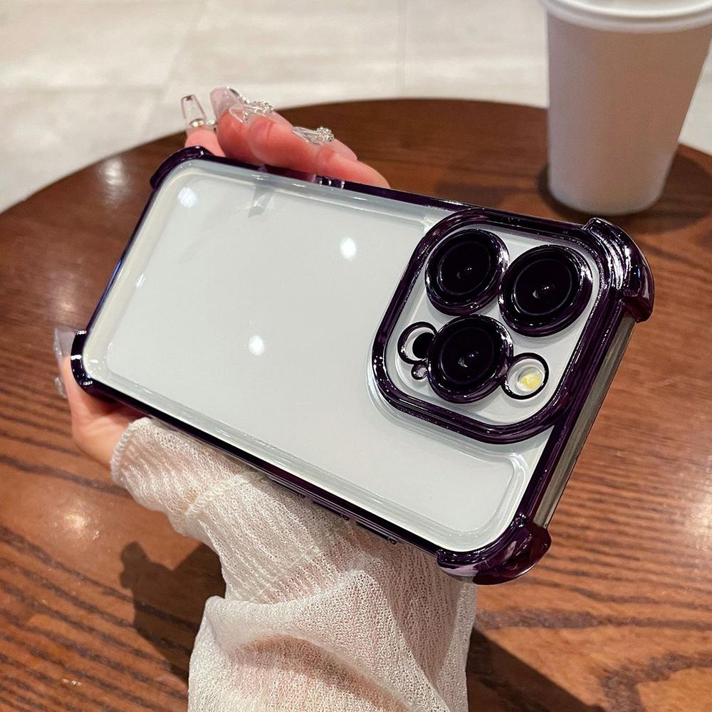 Electroplated Four Corners Anti Drop Transparent Protective Phone Cases for iPhone Huawei Honor OPPO Infinix Itel Tecno