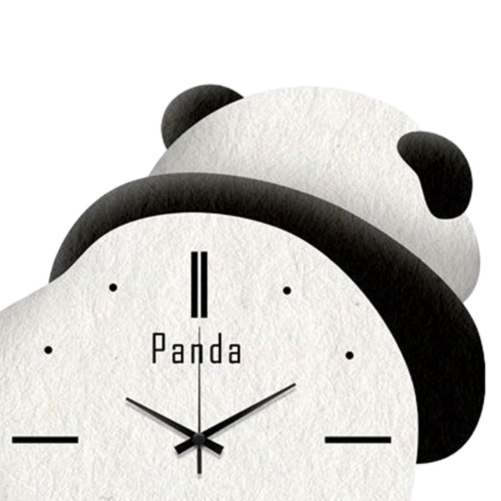 Panda Decor Silent Wall Clock Decorative Clock Adorable Battery Operated Room Mute Fashion Kitchen Wall Clocks Sweep Movement