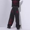 Y2K Jeans Uomo Hip Hop Retro Ricamo Teschio Lavato Pantaloni Larghi in Denim Nuovo Dritto Casual Allentato Gamba Larga Pantaloni Streetwear