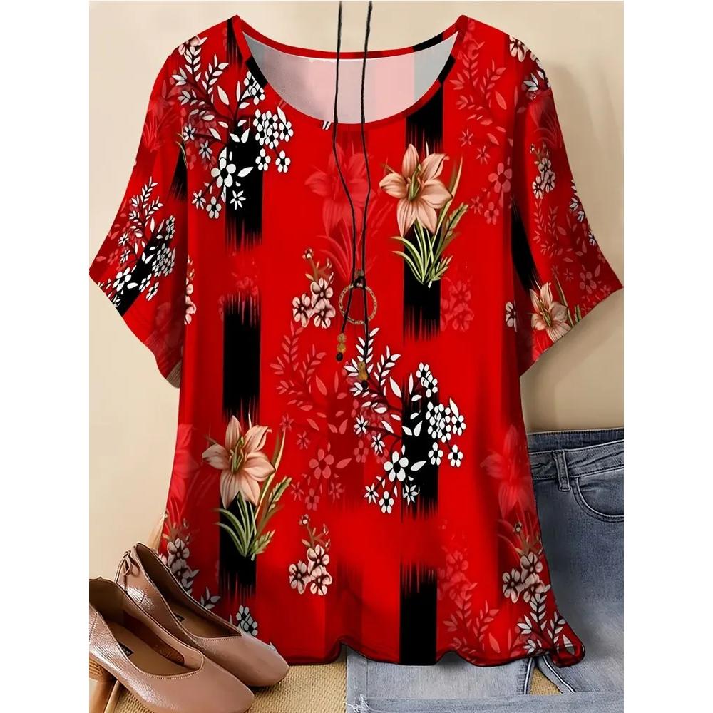 Fashion Versatile Women's Striped Top Casual Short Sleeve Comfortable Loose T-Shirts Women’s