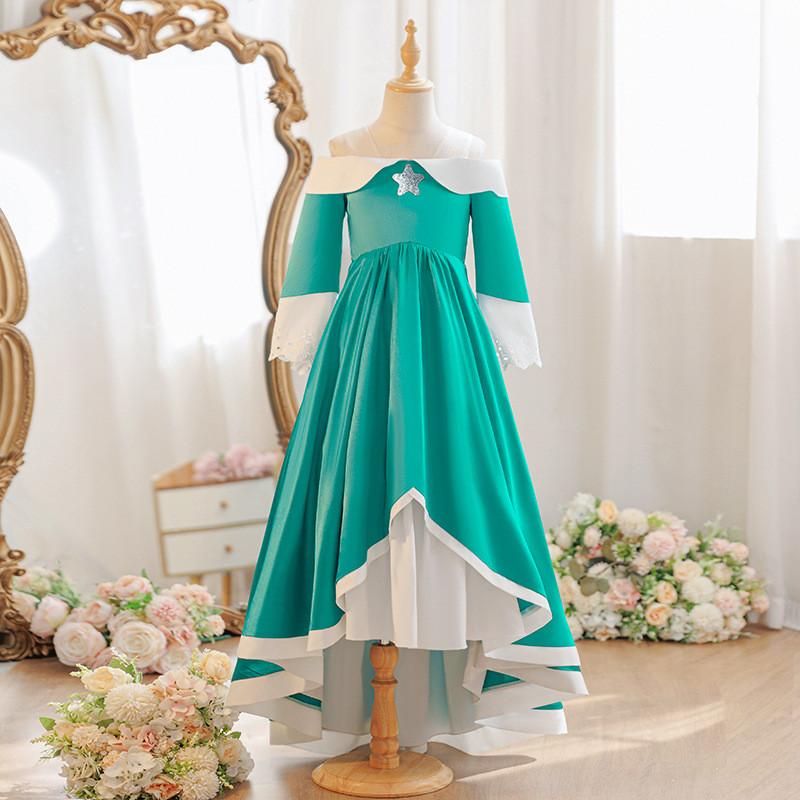 Детские Девочки Принцесса Розалина Розетта Платье День Рождения Хэллоуин Косплей Костюмы 100cm зелёный