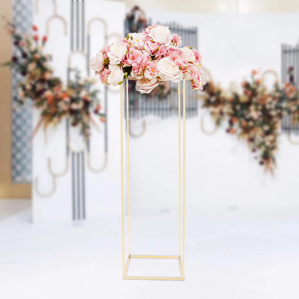 Golden Vases Wedding Table Decoration 100 cm High Vase Metal Column Flower Stand Geometric for Birthday Party Home Decoration