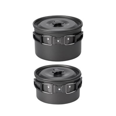 Outdoor Camping Cookware with Lid and Folding Handle Portable Camping Cook Pots Aluminum Alloy Camping Cookware