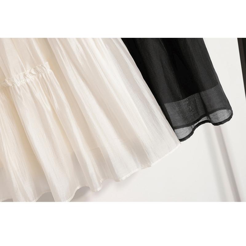 DIMANAF 2025 Plus Size Summer Elastic Skirts Casual Women Loose Long Skirt Pleated High Waist Fashion Vintage Maxi