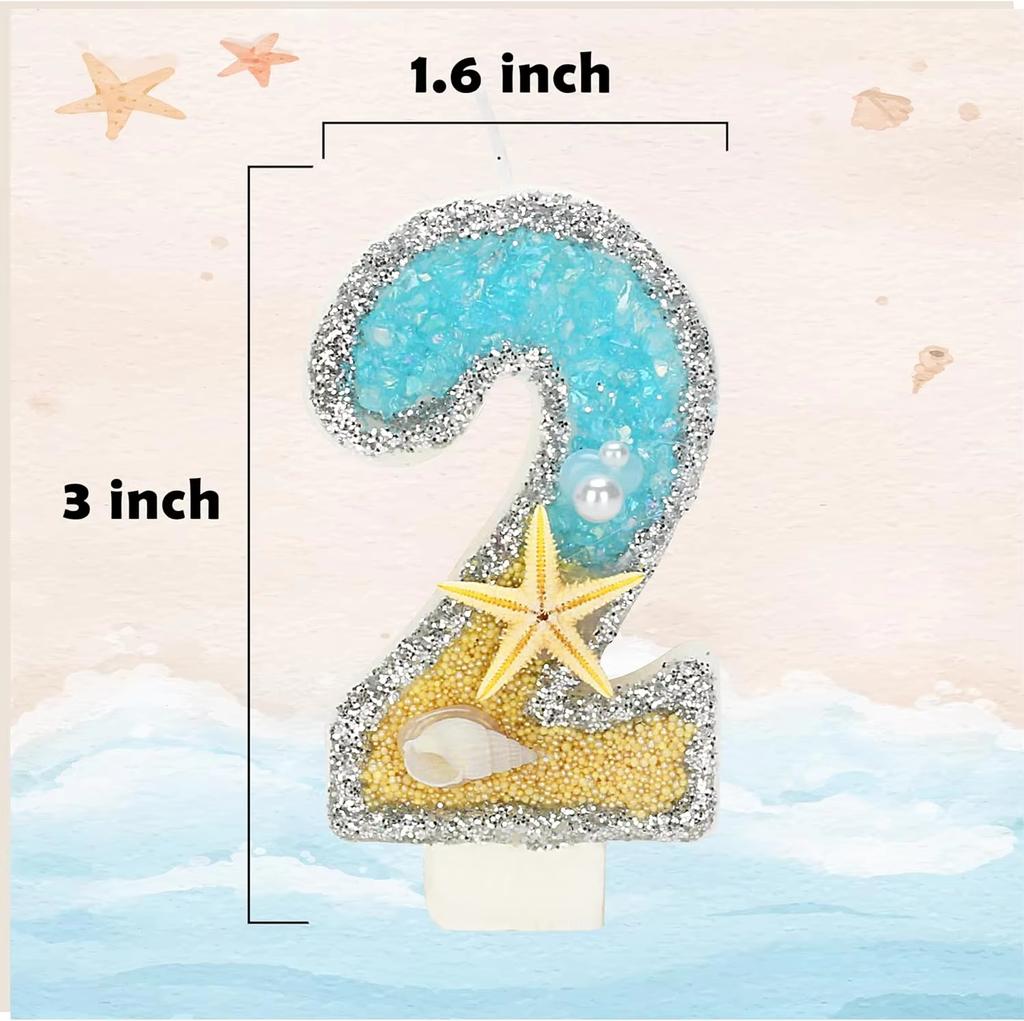 Birthday Candle for Cake, Beach Starfish Sequins Number Cake Candles, Happy Birthday Candle, Cake Topper