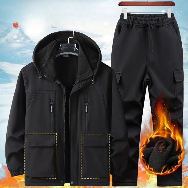 Men's Winter Jacket Overalls Plus Velvet Thickened Windproof, Waterproof and Cold-proof Clothing