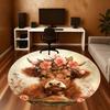 1PC Cow Flowers Office Round Area Rug, Under Office Chairs Bedroom Living Room Home Decor,Carpet for Office, -1110254