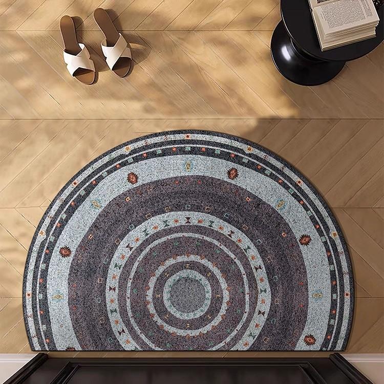 Vintage Half Circle Carpet Door Mat Entrance Home Foot Pad Mud Scraper Durable Easy Clean Entrance Rug Indoor Outdoor Use