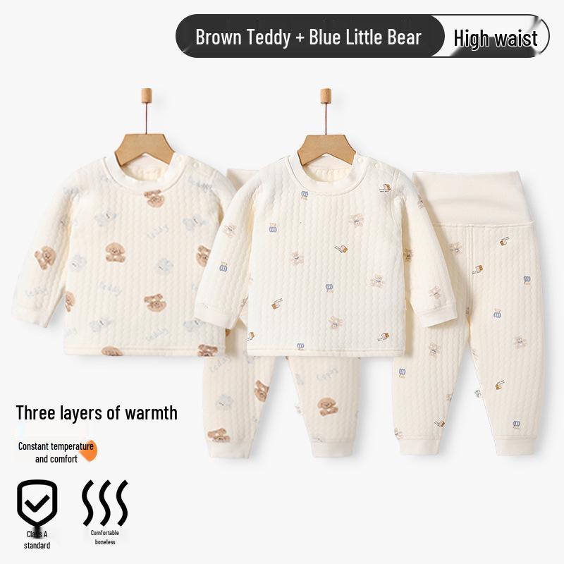 Jingqi Pure Cotton Baby Warm Underwear Set for Boys & Girls - Autumn & Winter Collection