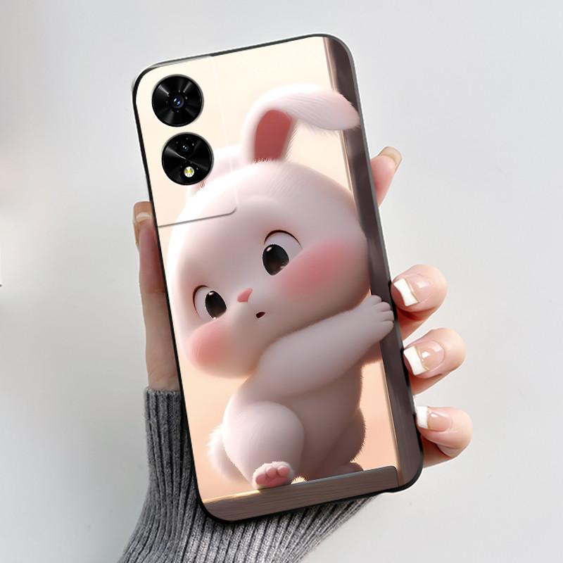 Hülle für TCL 505 Hülle T509K T5094 Ästhetisch Mode Niedliche Katze Cartoon Weiches Silikon Rückseite Schwarzes TPU Schutzhülle für Handy
