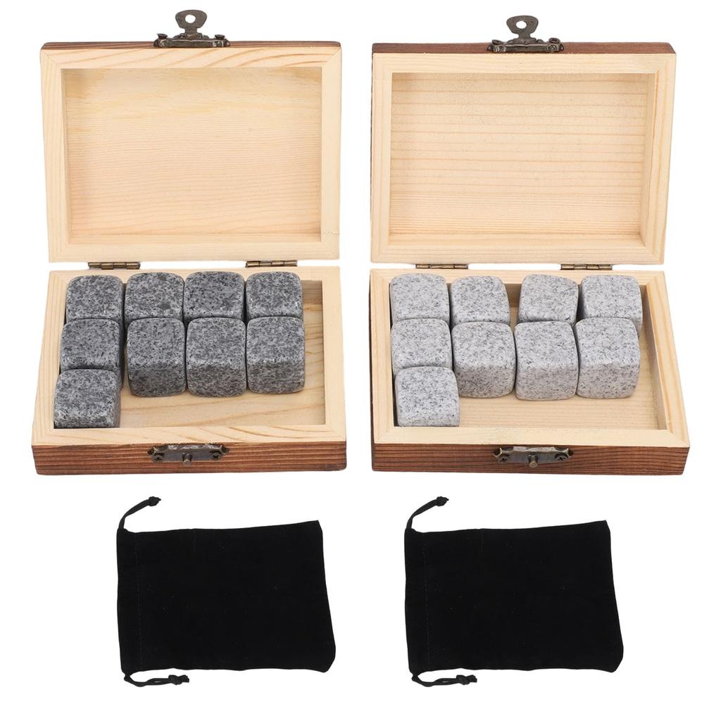 Whiskey Stones Set Reusable Non Diluting Chilling Cooling Wine Beverage Whiskey Rocks Gift Box 2 Sets