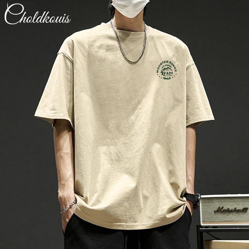 Baumwoll Kurzarm T-Shirt Schwarz Weiß Mode Druck All Match Atmungsaktiv Sommer Sport T-Shirt Herren Top