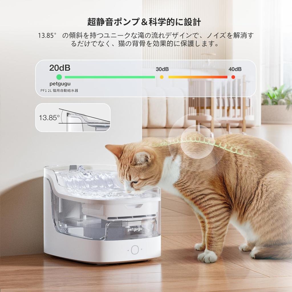 PETGUGU Smart Automatic Pet Water Dispenser for Cats with 2L Large Quiet Water for Cats and Small To Medium Dogs App, Capacity, 8-Layer Filter,