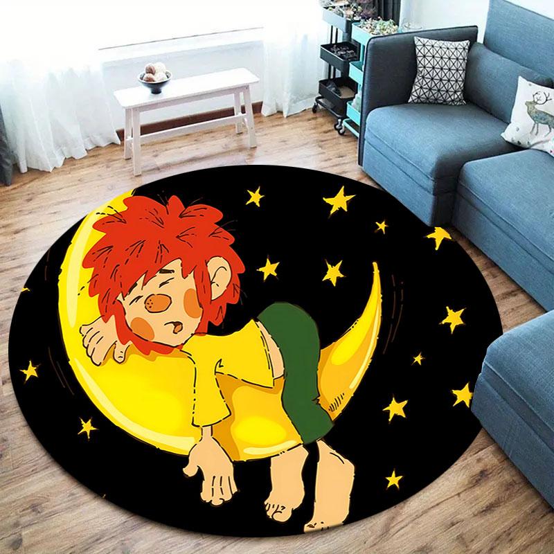 Meister Eder Und Sein Pumuckl Round Area Rug,Carpet Rug for Living Room Bedroom Sofa Playroom Decor,Non-slip Floor Mat