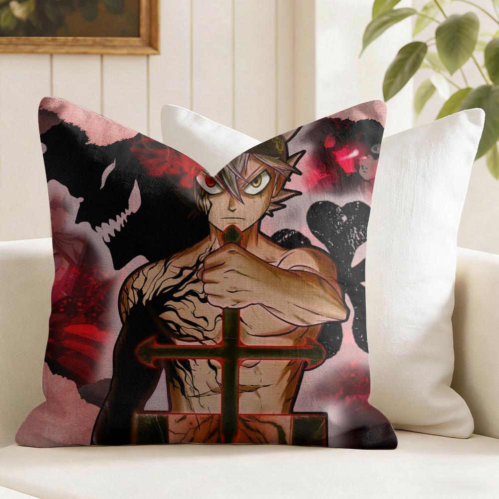 Cartoon Black CClover Cushion Cover Eco Linen Pillow Case DoubleSided Print Breathable Durable Zipper Home Decor Gift