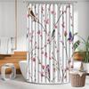 1pc simple floral and bird pattern shower curtain, polyester fabric, machine washable, suitable for bathroom decoration