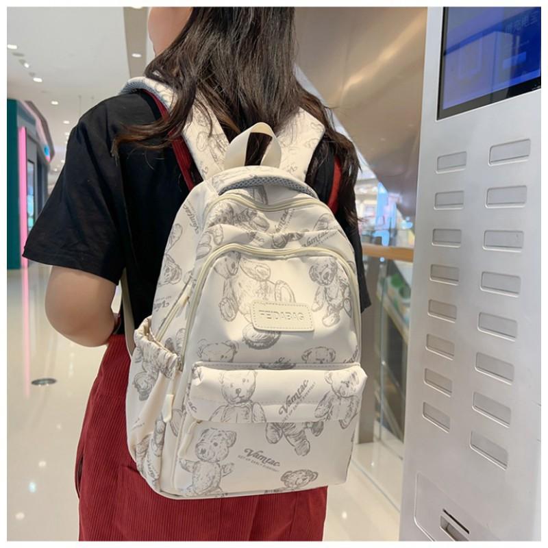 High-face Value Small Fresh Backpack Girls Light Large Capacity Junior High School Students Schoolbag Bear Casual