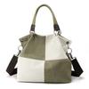 Canvas-Tasche für Damen mit Kontrastpanel und Reißverschluss für den täglichen Gebrauch