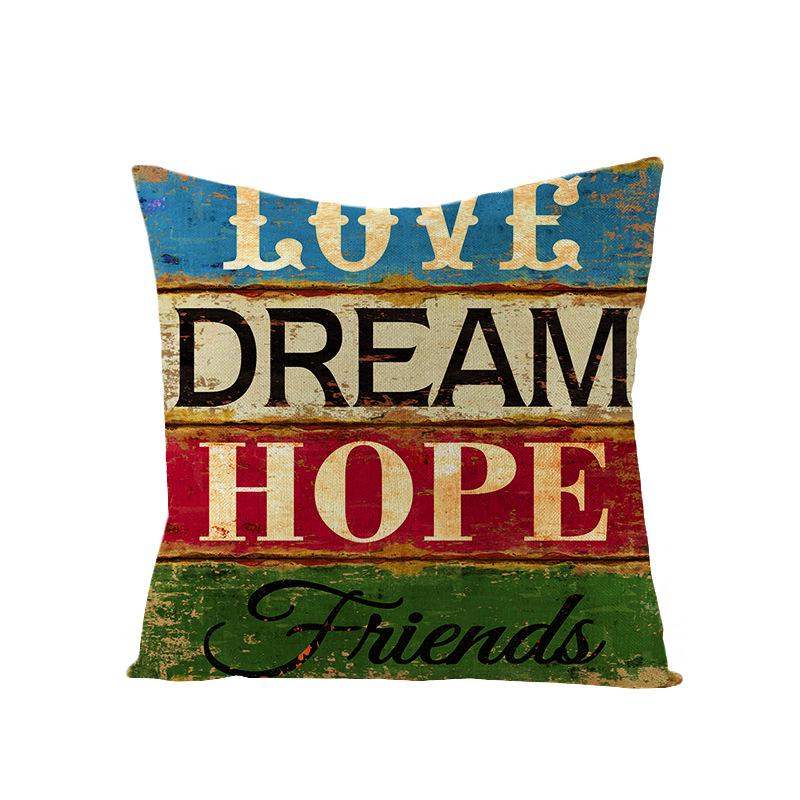 Home Polyester Pillowcase Retro Book Brief Series Square Sofa Pillowcase