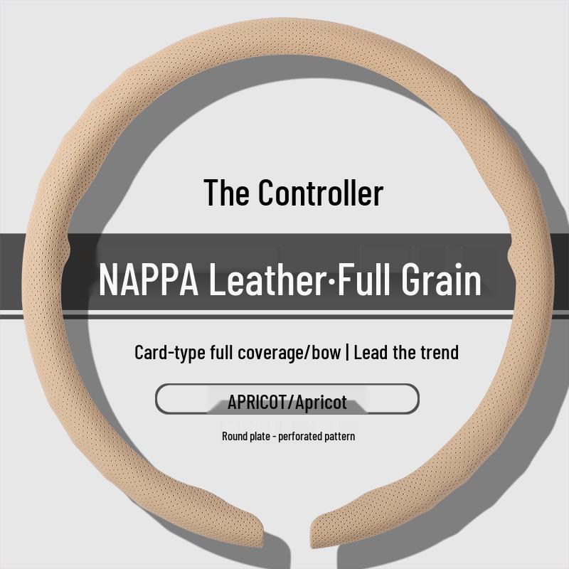 Premium Nappa Leather Steering Wheel Cover - Anti-Slip, Breathable, Ultra-Thin, All-Season