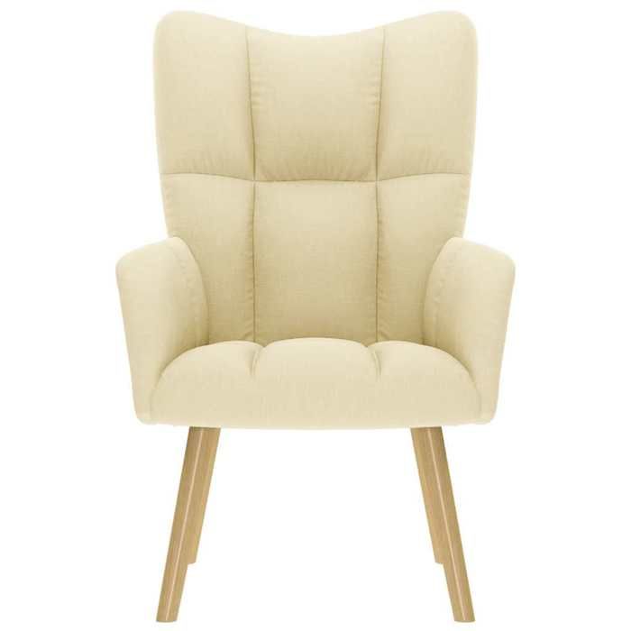 VidaXL Chaise de relaxation Crème Tissu, chaise, fauteuil relax, fauteuil relax en tissu, chaise de salon, chaise en tissu, 4016774
