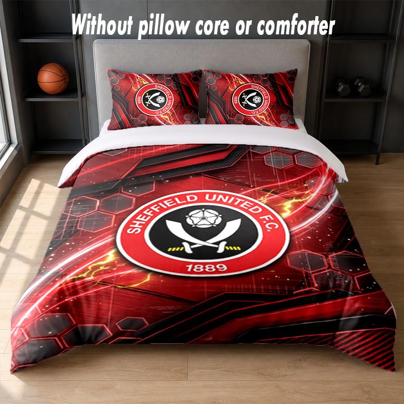 Sheffield United Calcio Design Set Biancheria da Letto 1 Copripiumino + 2 Federe Morbido Traspirante Biancheria da Letto per la Casa