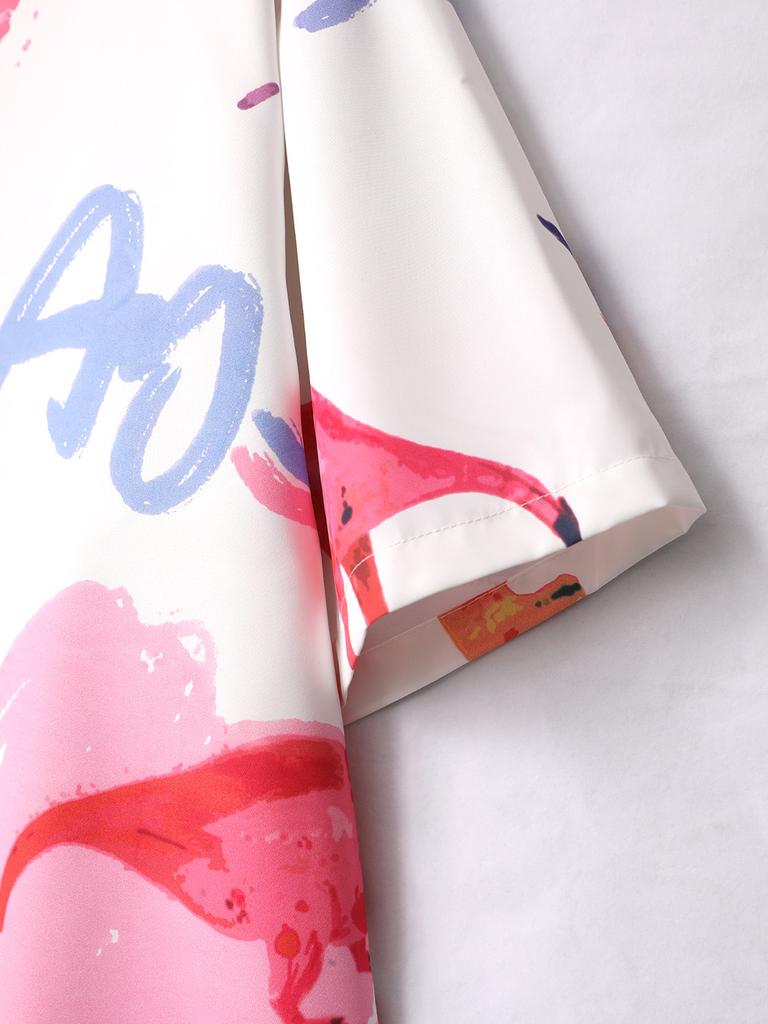 Oversized Loose Dinosaur Printed Short Sleeved Shirts for Men Summer Casual Shirt Trendy Versatile Streetwear for Male