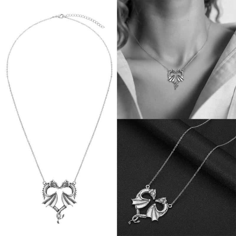 Drachen Anhänger Halsketten Drachenförmige Anhänger Halsketten Drachen Schmuck Legierungsmaterial Geburtstagsgeschenk für Damen Herren Mädchen