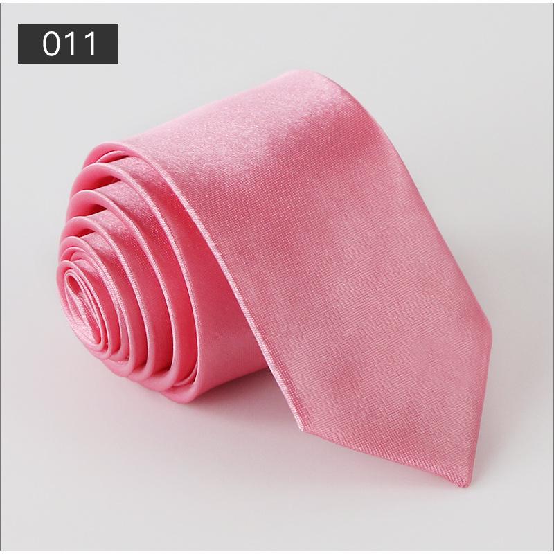 Men's Solid Color Narrow Shiny Polyester Silk Tie - Formal & Casual Fashion