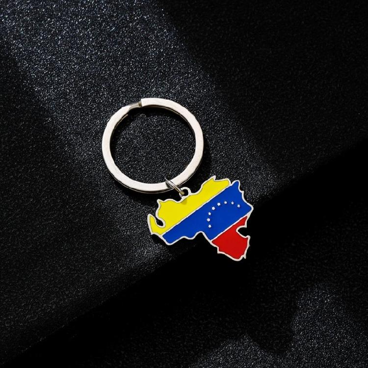 Portachiavi in Acciaio Inossidabile Mappa del Venezuela Portachiavi Bandiera Venezuelana Ciondoli per Borsa