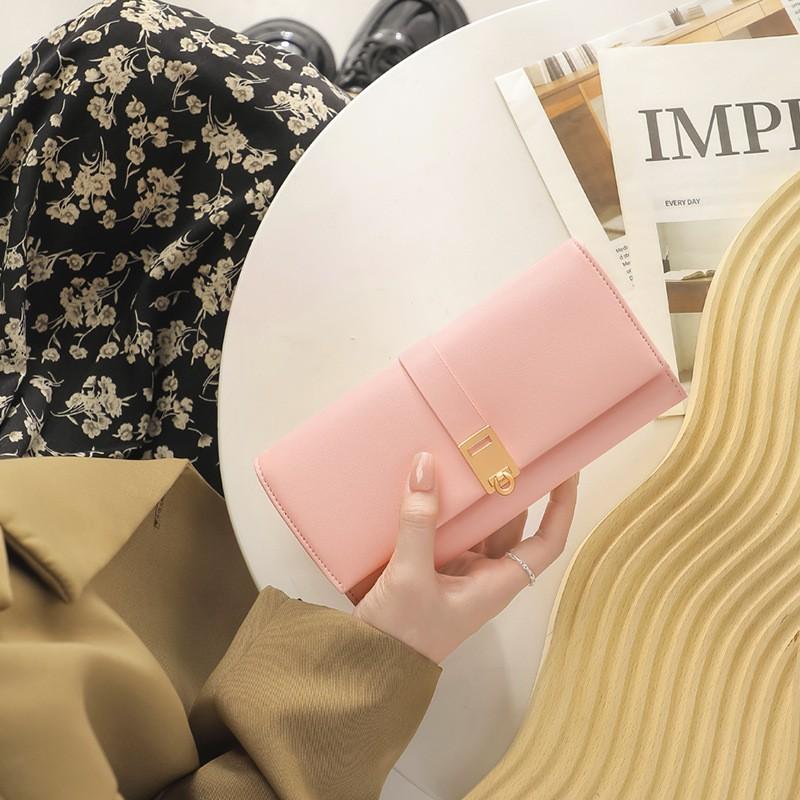 Elegant Womens Long Wallet With Cash Compartment Genuine Leather Clutch Purse Soft Pink Daily Use