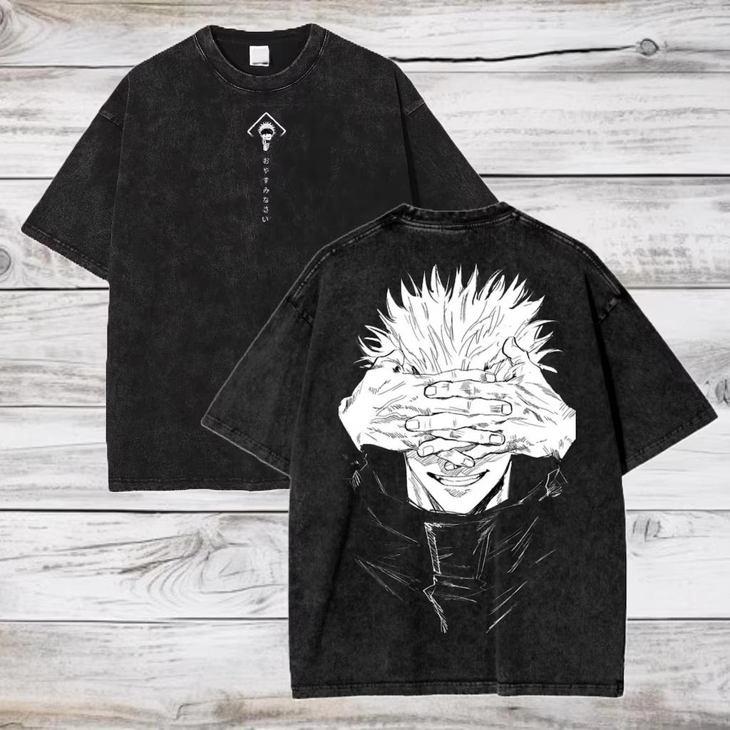 2026 Hot Sale Gojo Satoru Jujutsu Kaisen T Shirt Men Women Tshirt Washed Cotton T-shirt Clothing Summer Short Sleeve Oversized Tees Streetwear