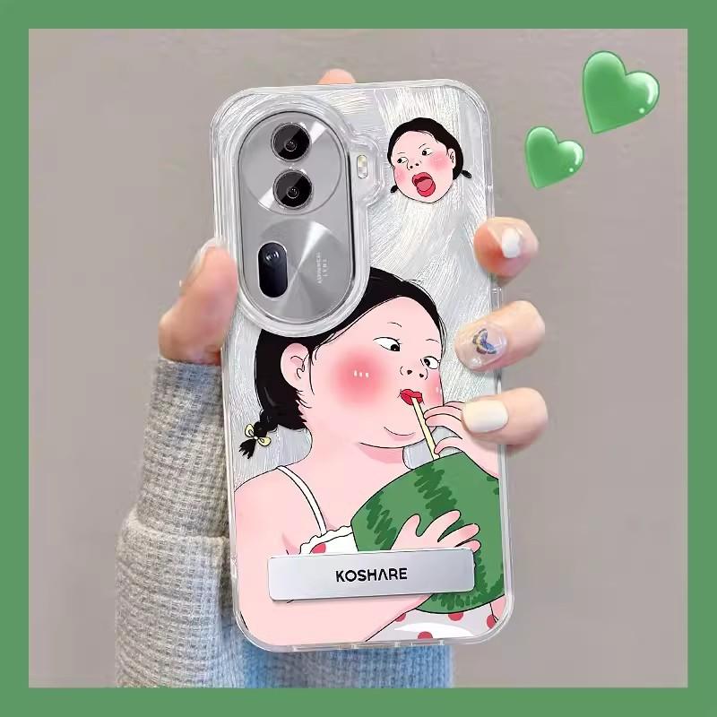 Applicable To Opporeno12 Feather Yarn Mobile Phone Case Vivos17 Watermelon Girl Invisible Bracket Xiaomi 14pro Soft Edge