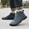 Men's High-Top Martin Boots: Large Size Leather, Handmade Stitching for Autumn/Winter