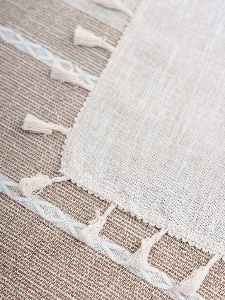 Khaki White Stripes Tablecloth for Living Room Bedroom Dining Table Classic Decor Anti-Slip Attractive Table Cover