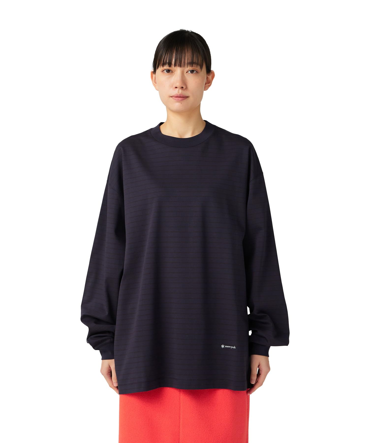 

Snow Peak Organic Cotton Mercerized Border Cut and Long Sleeve and Size Blue L/S T-Shirt SW-25AU018, Sew, T-Shirt, Men s Women s, M,