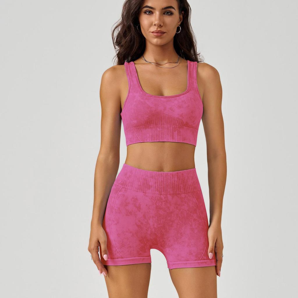 Women's Frosted Sport Yoga Set: High-Waisted Butt-Lifting Shorts & Bra