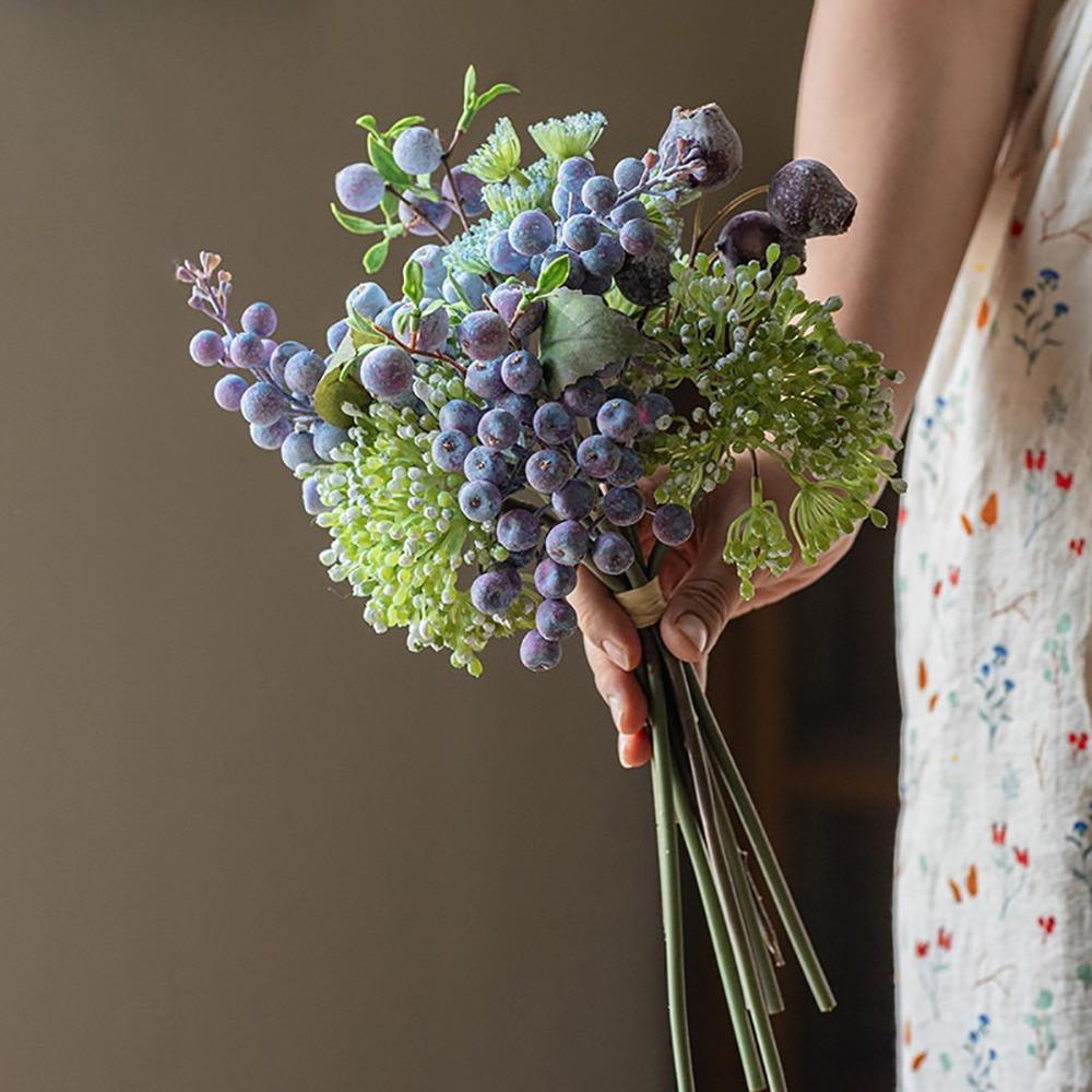 

Multicolor Artificial Berry Branches Floral Arrangement with Frost Faux Flower Flower Bouquet Photo Props фиолетовый